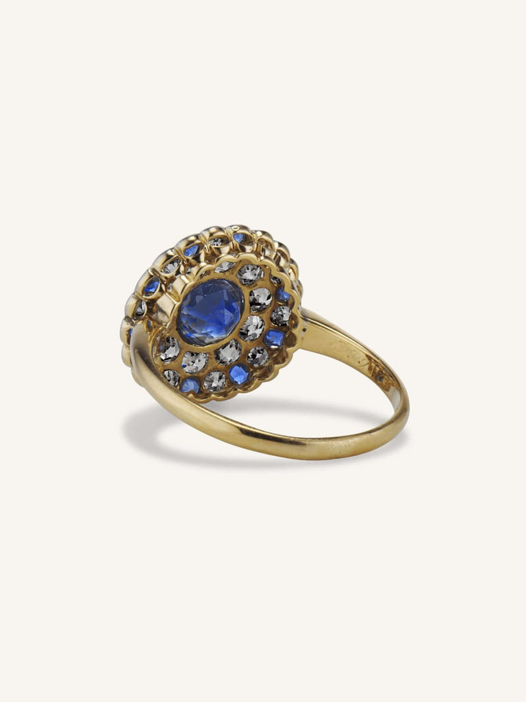 Edwardian Sapphire & Diamond Cluster Ring