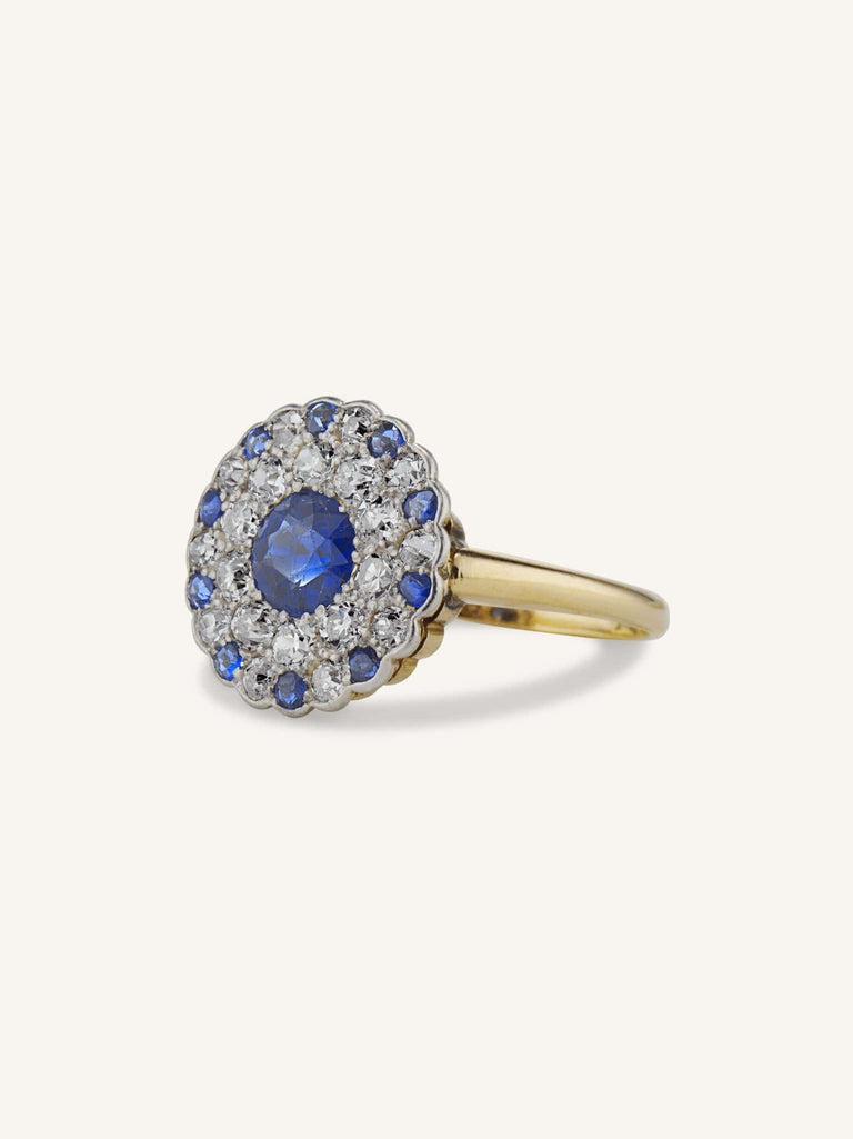 Edwardian Sapphire & Diamond Cluster Ring