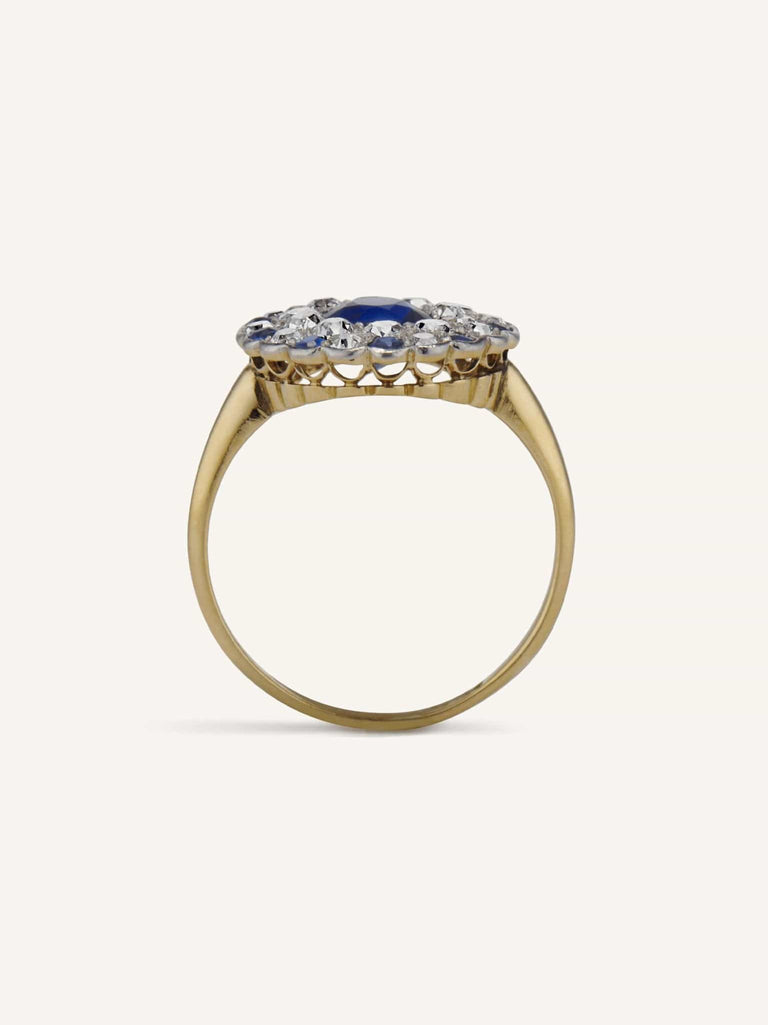 Edwardian Sapphire & Diamond Cluster Ring