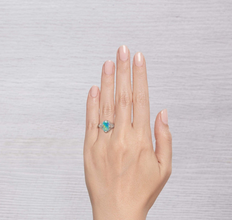 EDWARDIAN SHREVE & CO OPAL AND DIAMOND RING