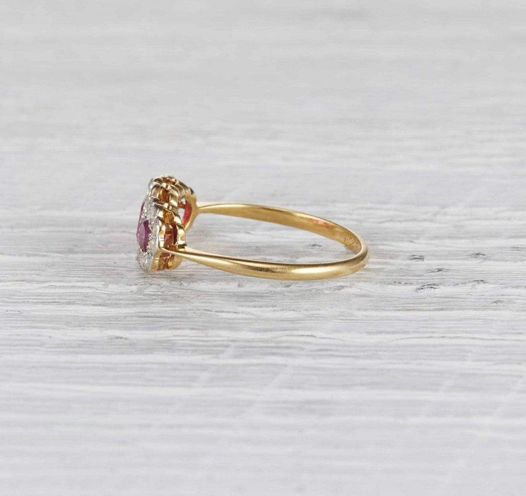 Edwardian Three Stone Ruby and Diamond Ring
