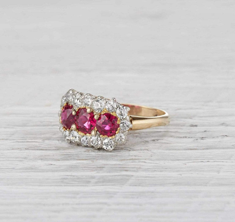 Edwardian Three Stone Ruby Ring