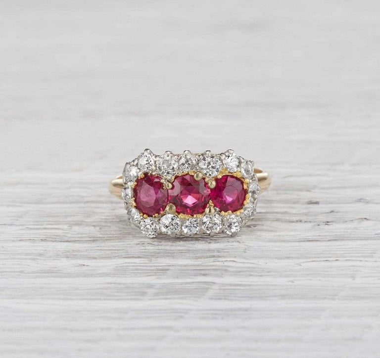 Edwardian Three Stone Ruby Ring