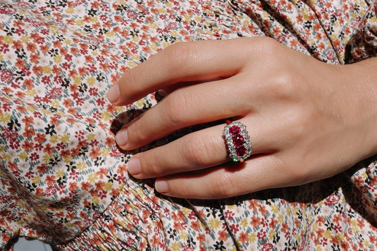 Edwardian Three Stone Ruby Ring