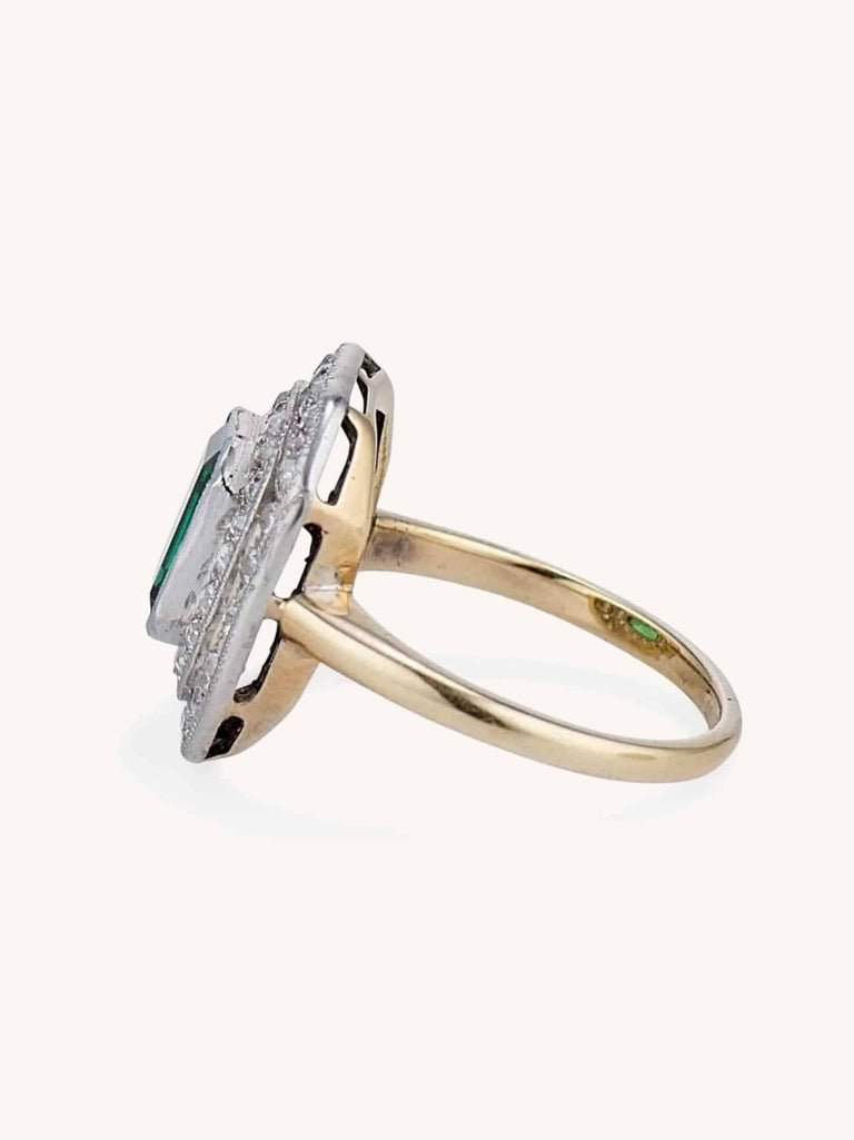 Edwardian Tsavorite & Diamond Antique Cluster Ring