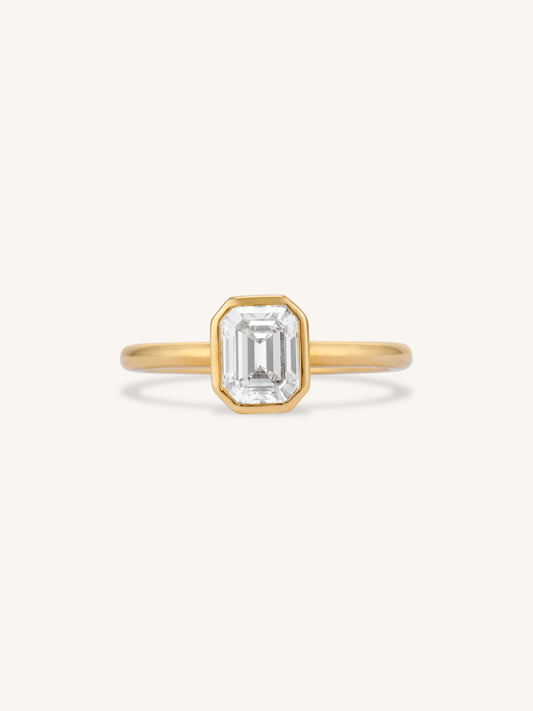 Classic Emerald Cut Diamond Bezel Solitaire 1.17