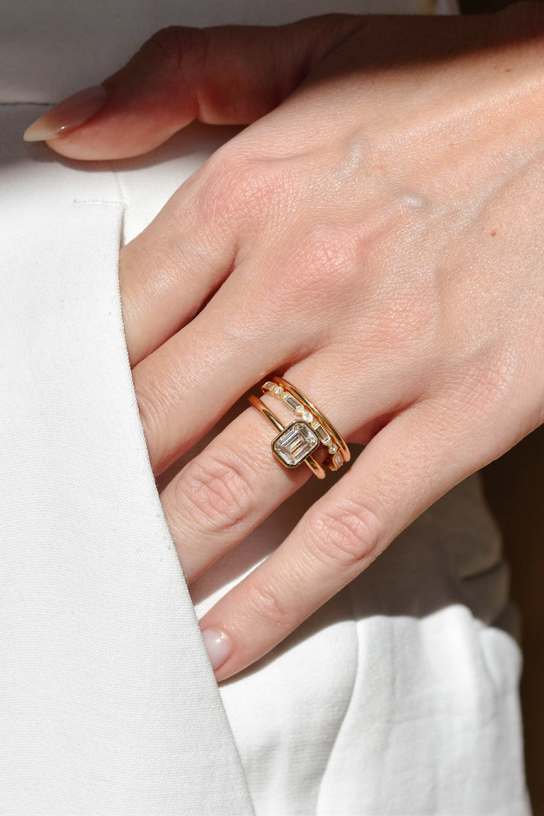 Bezel Set Emerald Cut Diamond Ring Bezel Set Emerald Engagement