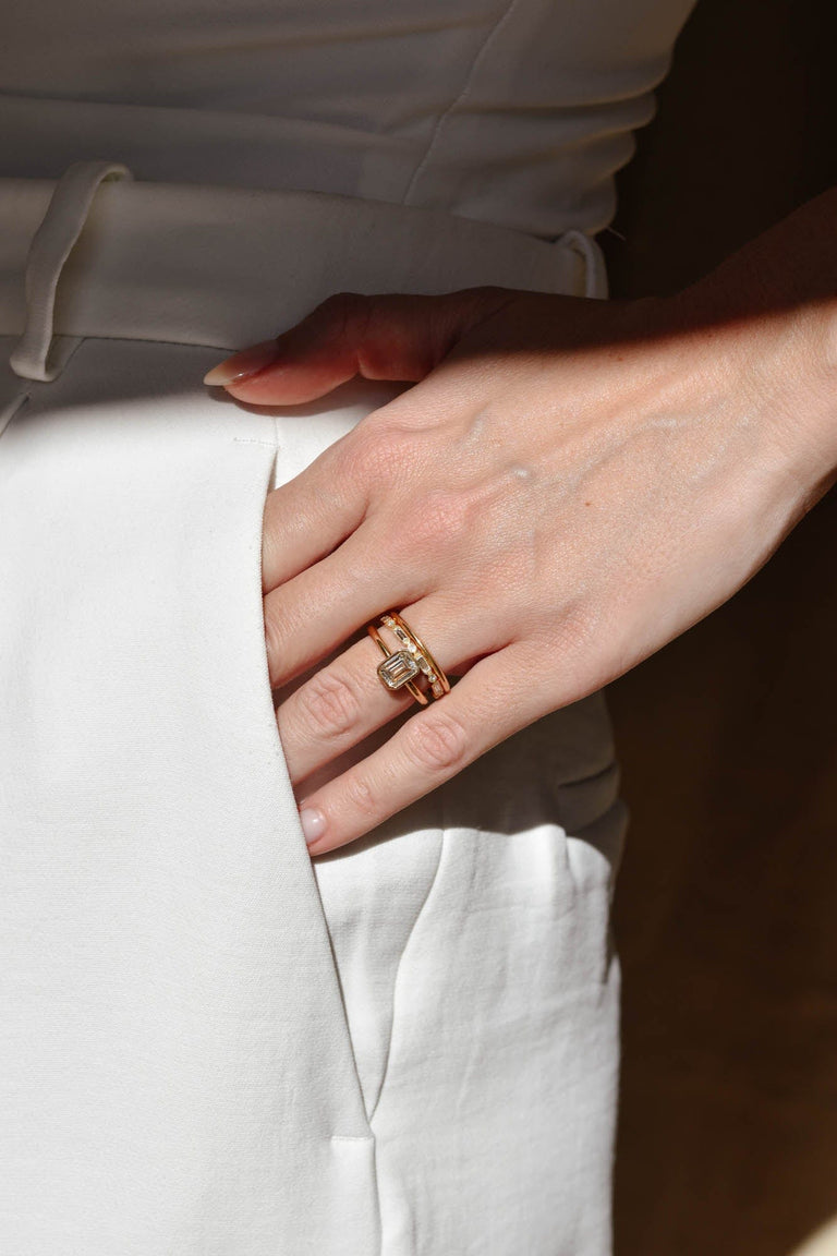 Classic Emerald Cut Diamond Bezel Solitaire 1.17