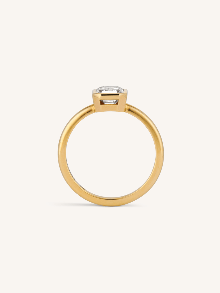 Classic Emerald Cut Diamond Bezel Solitaire 1.17