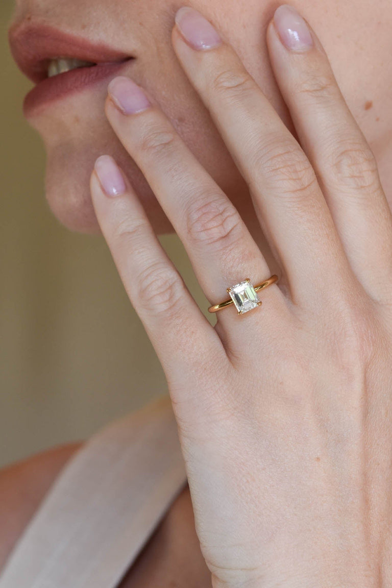 Classic Emerald Cut Diamond Four Prong Solitaire Engagement Ring 1.70