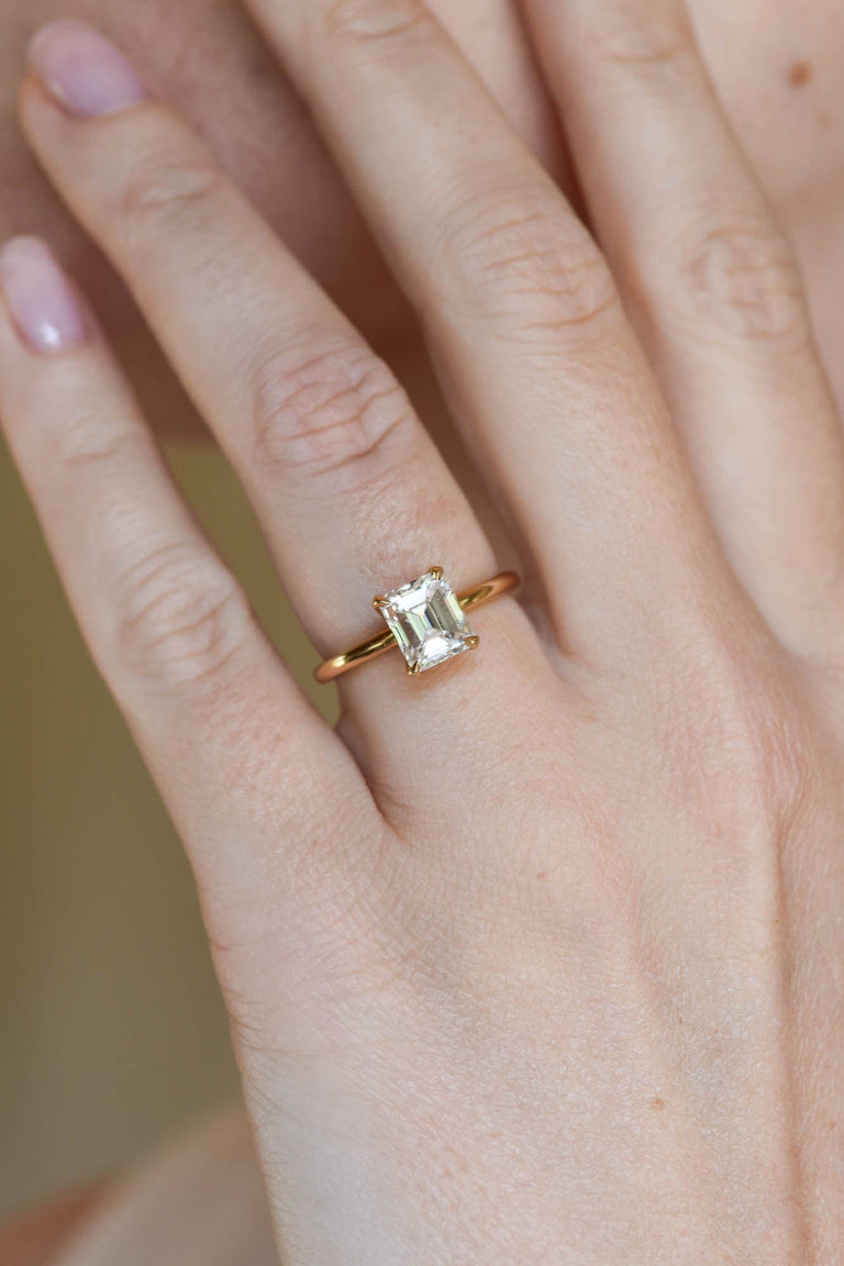 Classic Emerald Cut Diamond Four Prong Solitaire Engagement Ring 1.70
