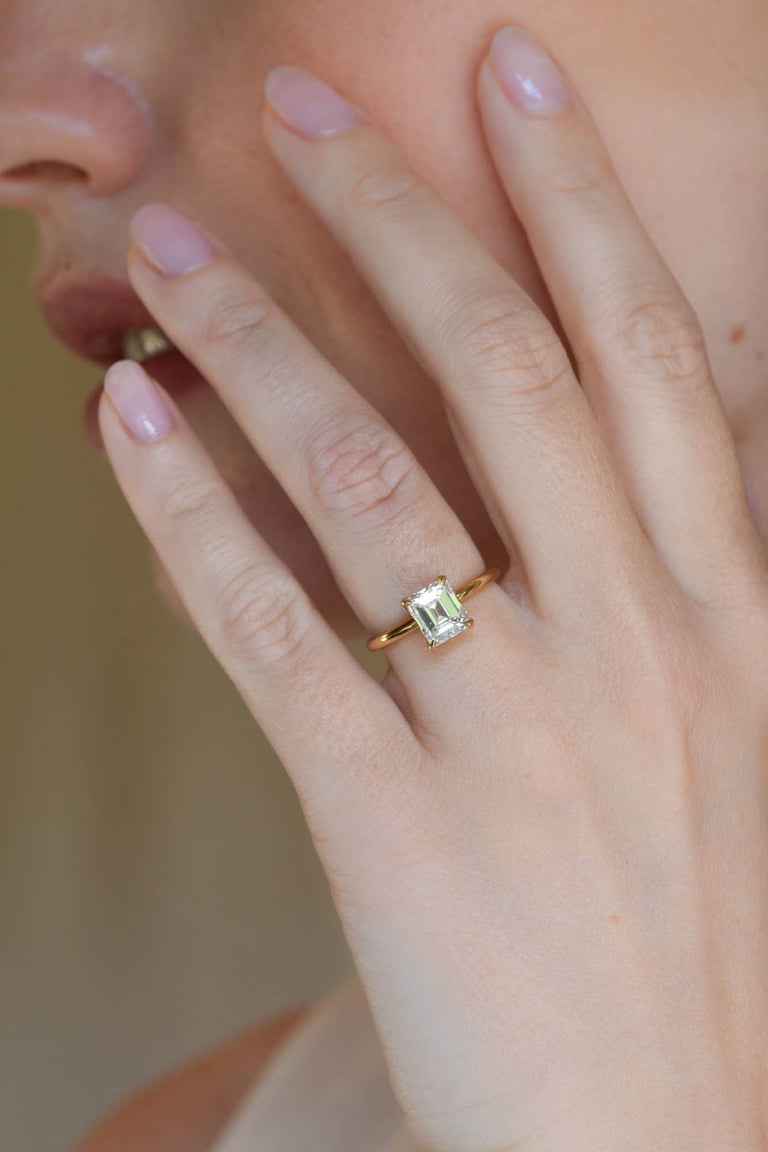 Classic Emerald Cut Diamond Four Prong Solitaire Engagement Ring 1.70