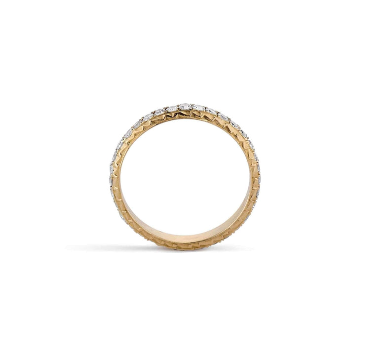 Engraved Wedding Band with .60 Single Cut Diamonds in Gold