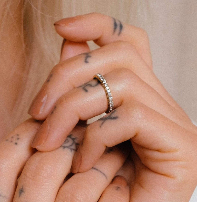 Engraved Wedding Band with .60 Single Cut Diamonds in Gold