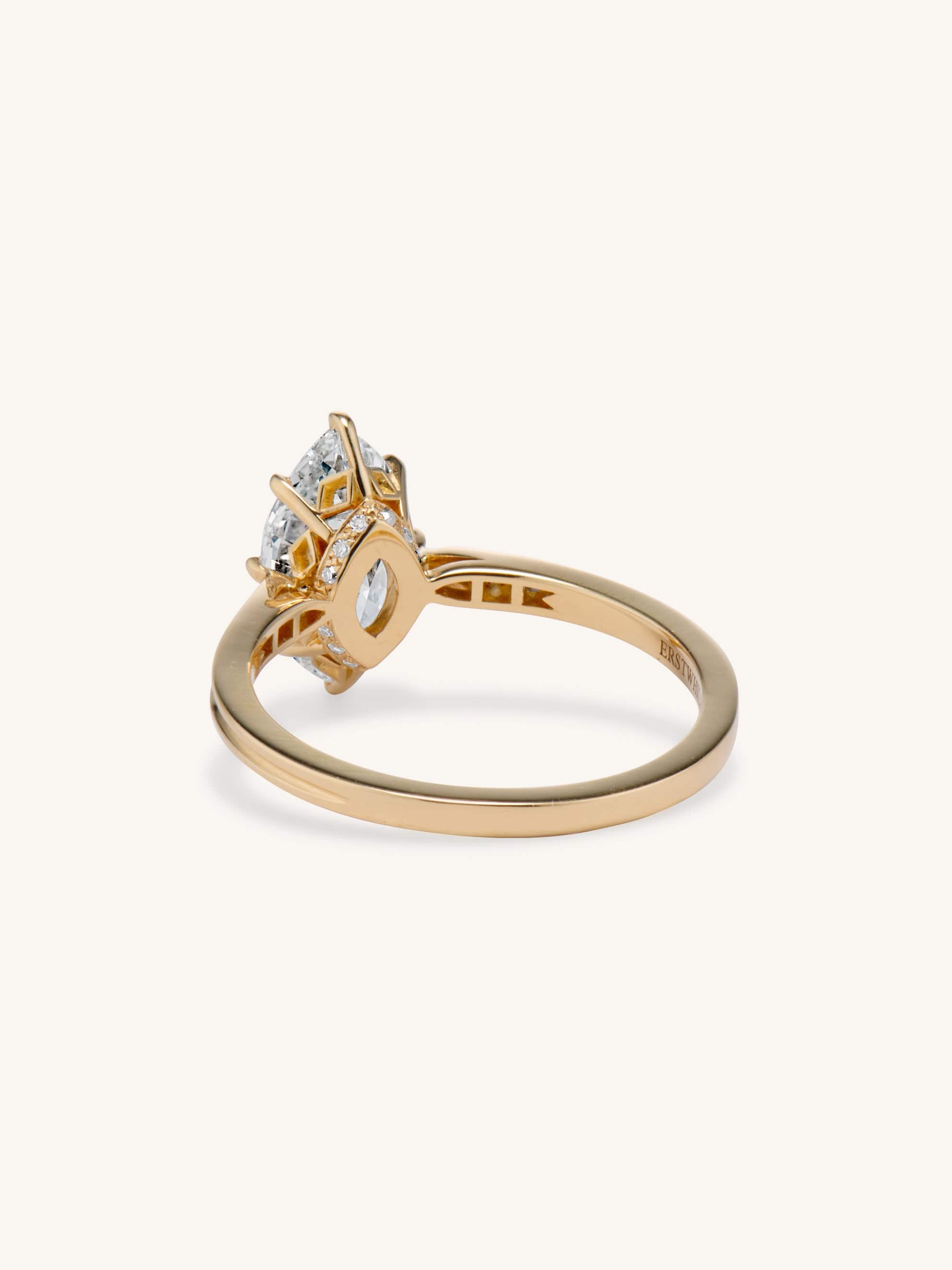 Three-line Diamond half circle Earrings in 18K Rose Gold - Delhi