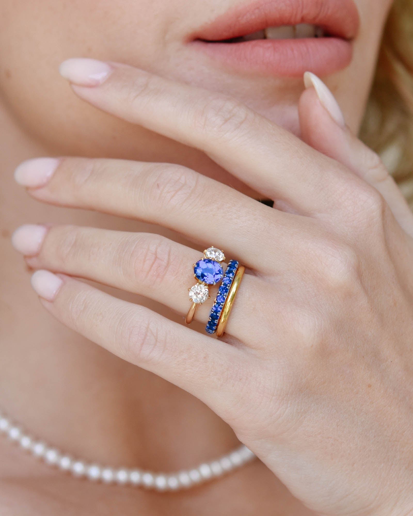 Antique Three Stone Sapphire & Diamond Engagement Ring in 18k - Filigree  Jewelers