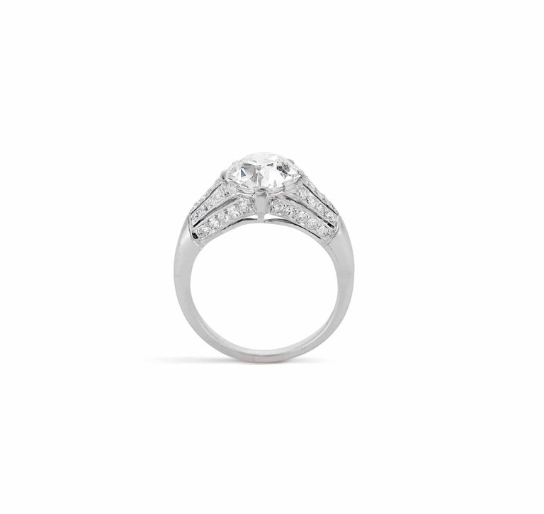 French Art Deco 2.21 Carat Old European Cut Diamond Ring