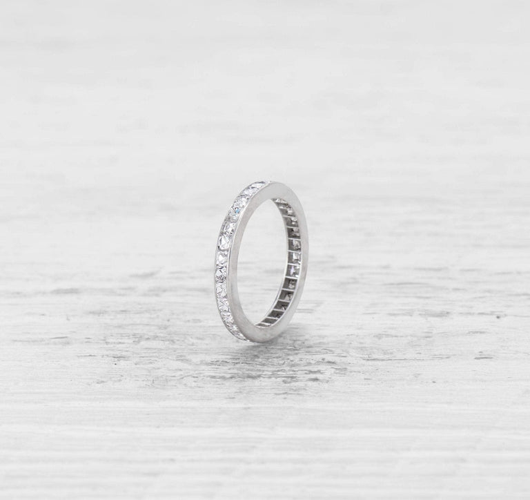 FRENCH CUT DIAMOND AND PLATINUM ETERNITY BAND