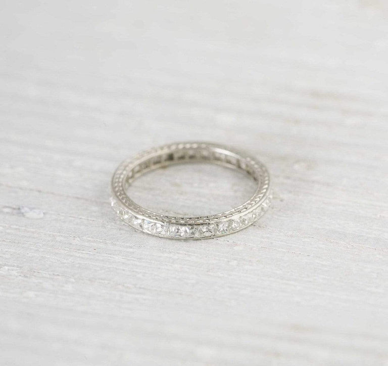French Cut Diamond Art Deco Wedding Band