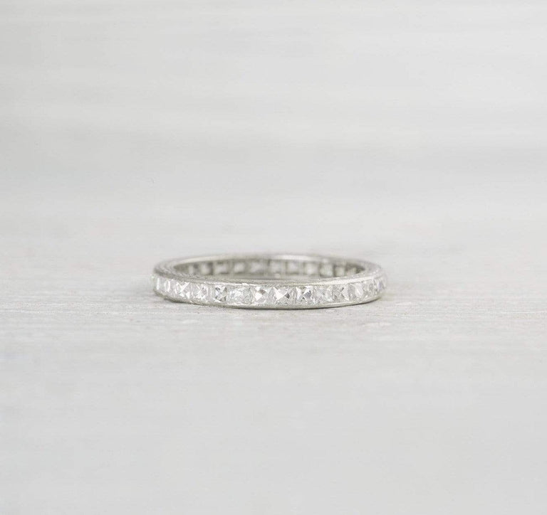 French Cut Diamond Art Deco Wedding Band