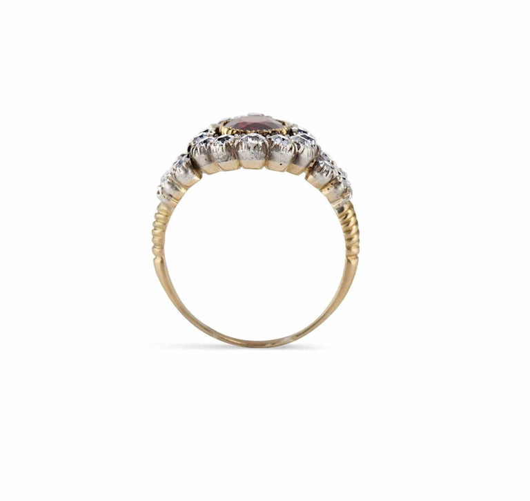 Garnet and Diamond Cluster Antique Ring