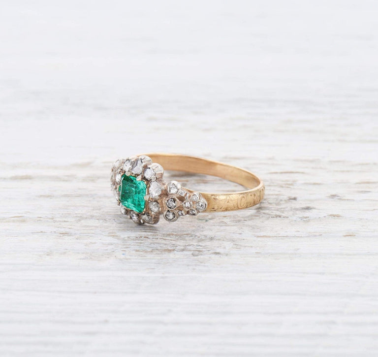 GEORGIAN EMERALD ENGAGEMENT RING
