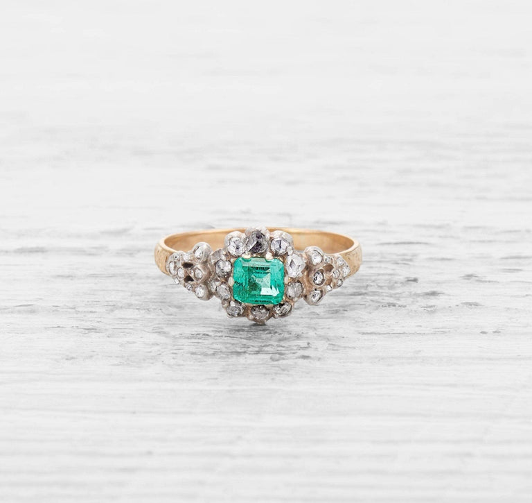 GEORGIAN EMERALD ENGAGEMENT RING
