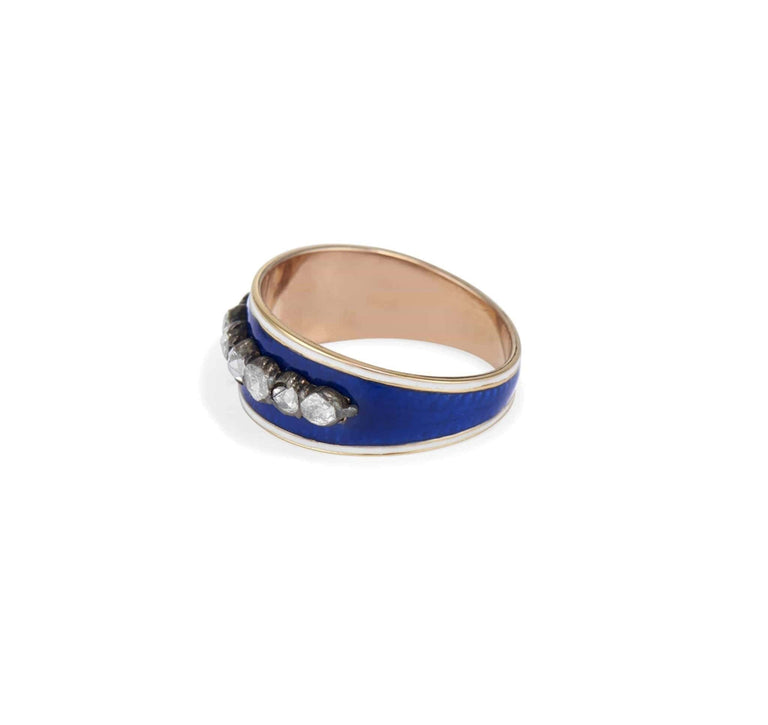 Georgian Royal Blue Enamel & Diamond Band