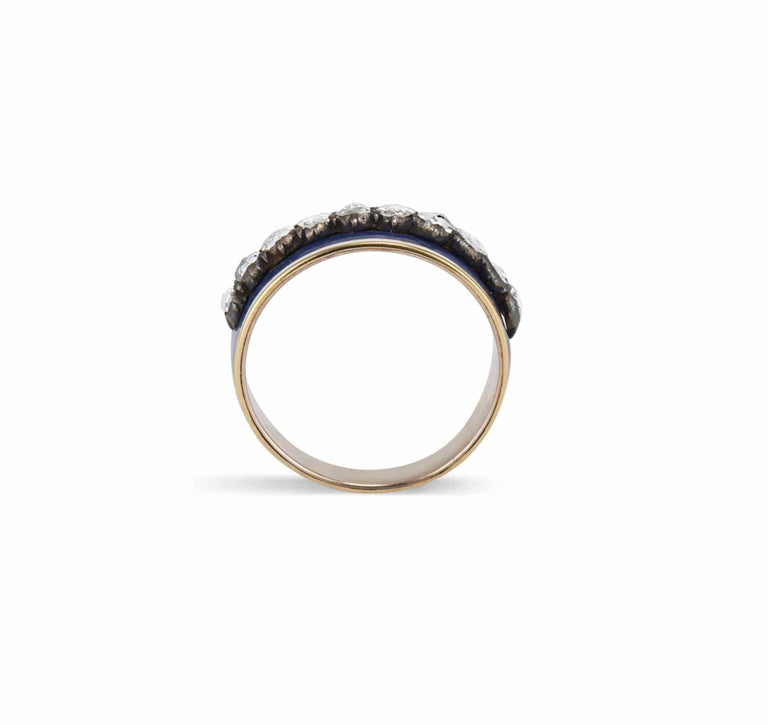 Georgian Royal Blue Enamel & Diamond Band