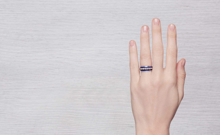 Georgian Royal Blue Enamel & Diamond Band