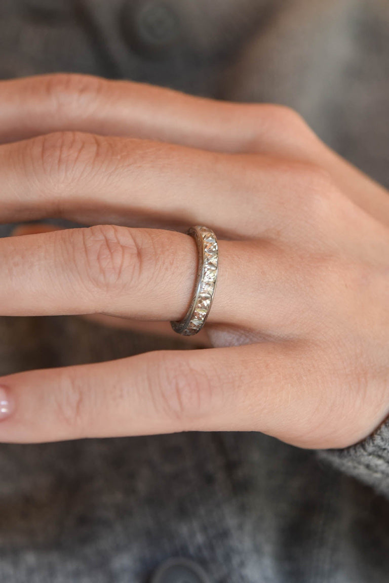 Iconic Art Deco 4 Carat French Cut Diamond Vintage Eternity Band