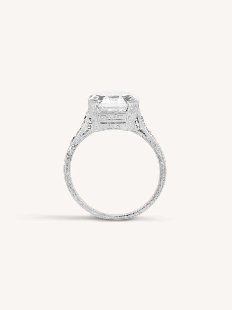 Impressive Art Deco 5.20 Carat Asscher Cut Diamond Engagement Ring