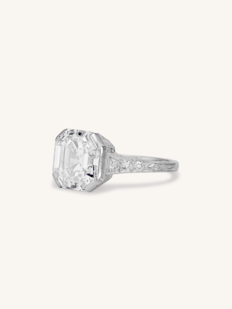 Impressive Art Deco 5.20 Carat Asscher Cut Diamond Engagement Ring