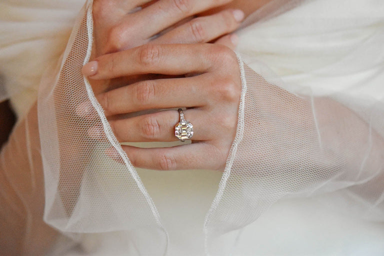 Impressive Art Deco 5.20 Carat Asscher Cut Diamond Vintage Engagement Ring