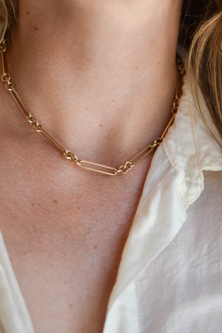 Italian 14K Gold Paperclip Chain Necklace
