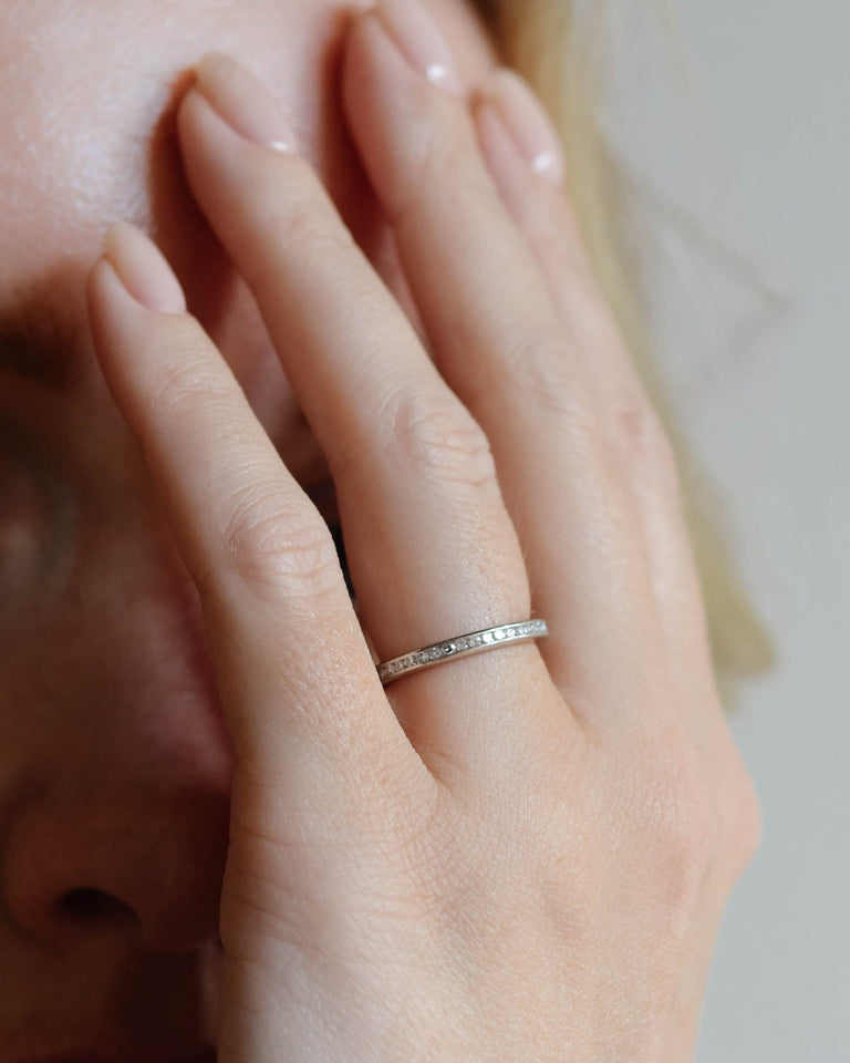 J.E. Caldwell Art Deco Diamond Eternity Wedding Antique Band Size 5