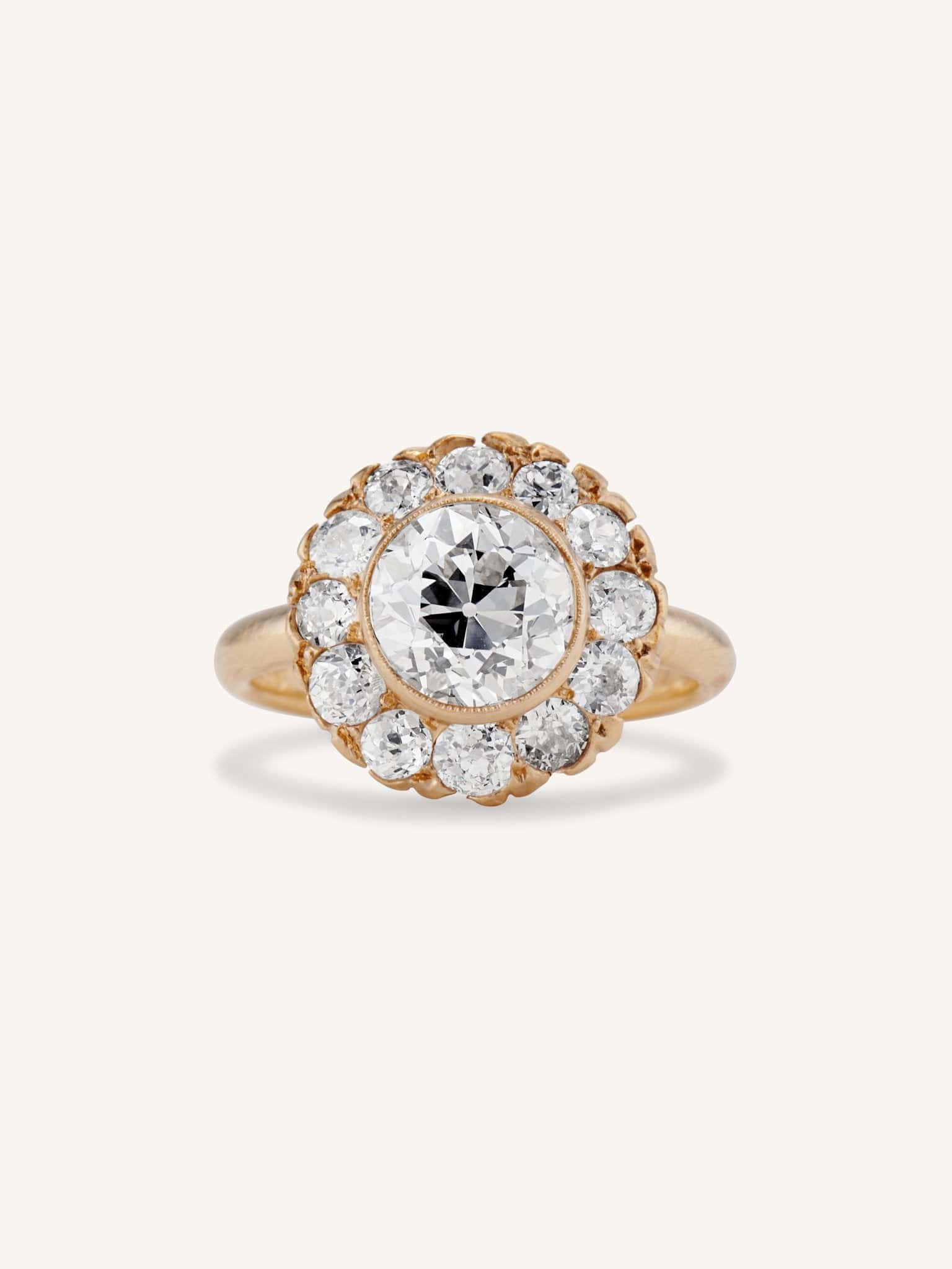 J.E. Caldwell & Co. Art Deco Old European Cut Vintage Diamond Cluster ...