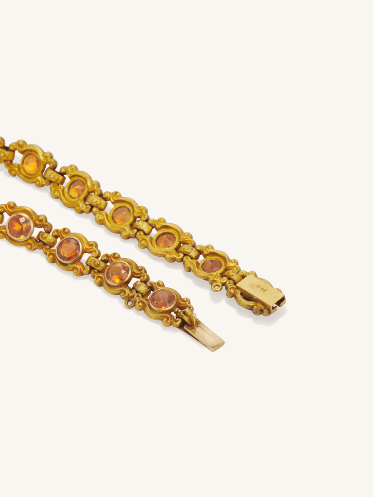 Krementz 14K Gold Citrine Link Bracelet | Antique Edwardian c.1910