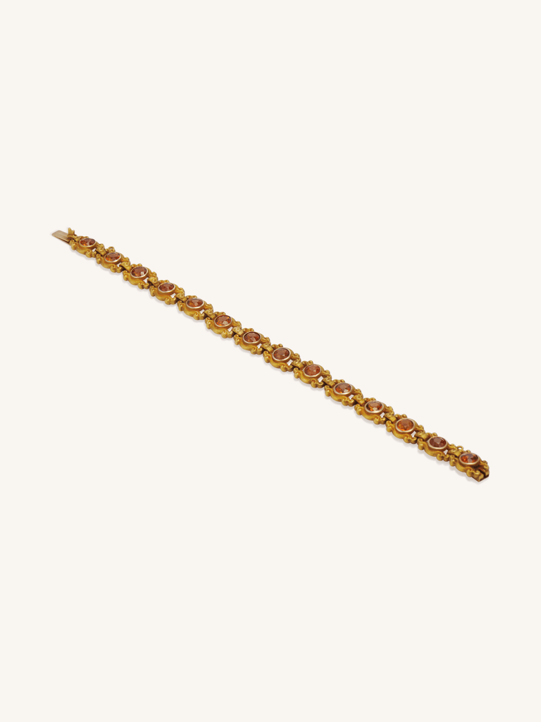 Krementz 14K Gold Citrine Link Bracelet | Antique Edwardian c.1910