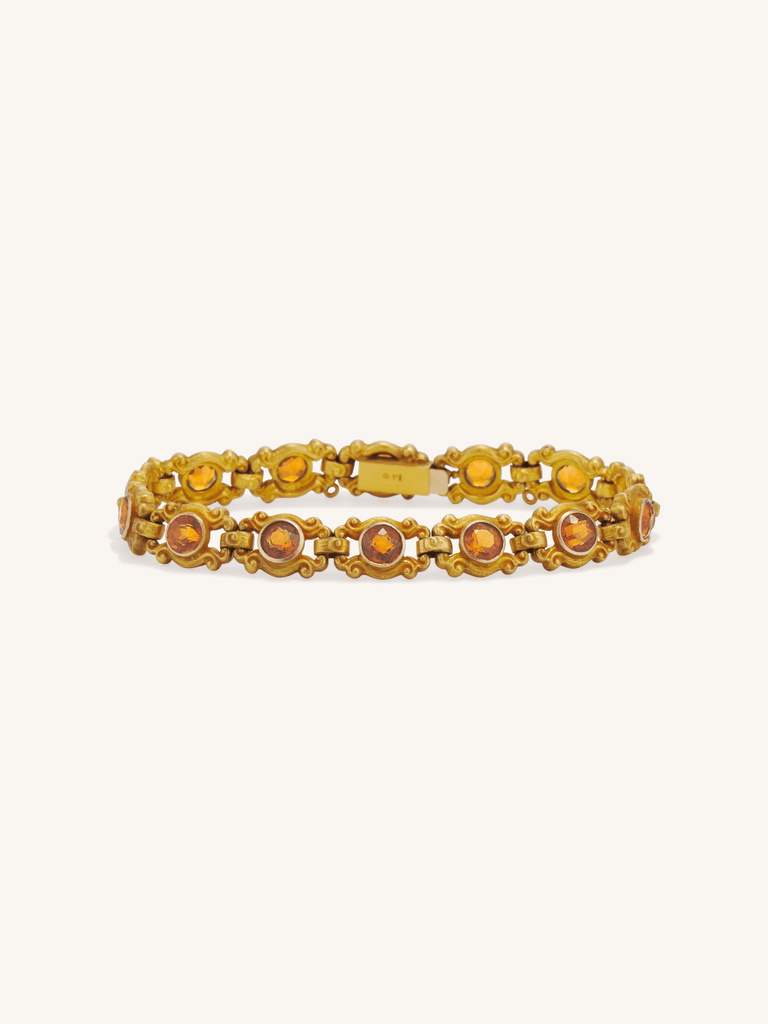 Krementz 14K Gold Citrine Link Bracelet | Antique Edwardian c.1910