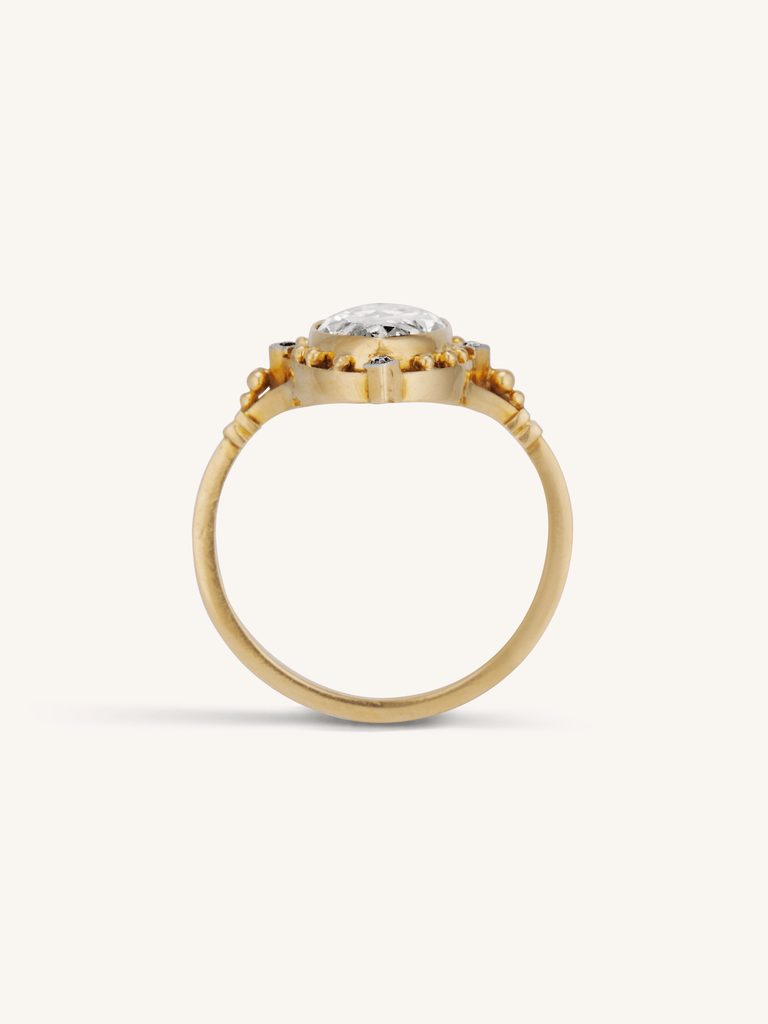 Late Art Deco 2.57 Carat Marquise Diamond Engagement Ring, France