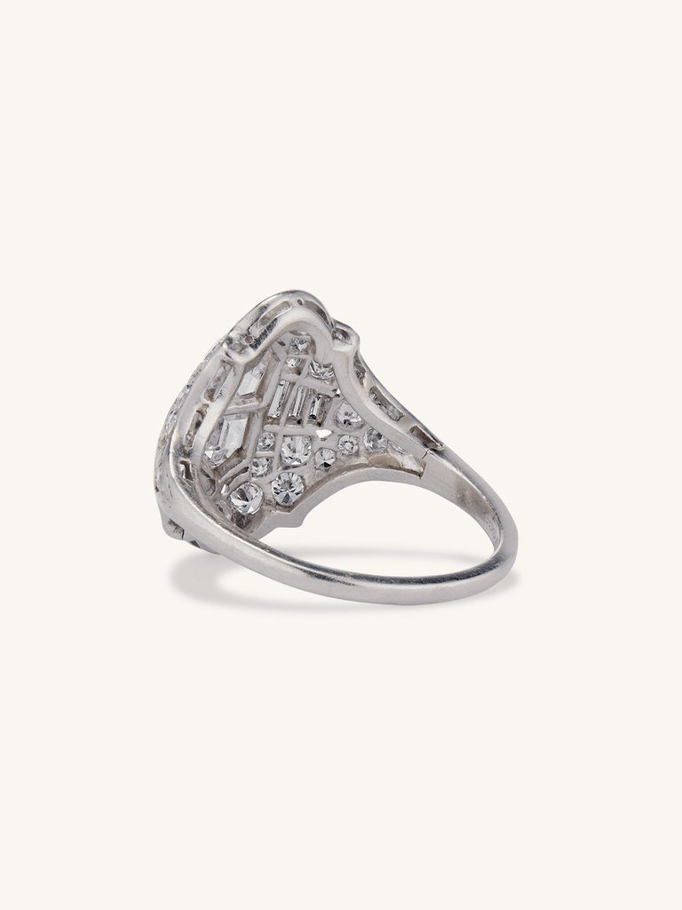 Late Art Deco Bullet Cut Diamond Dinner Ring