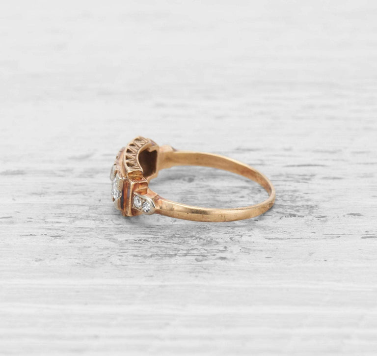 LATE ART DECO THREE STONE DIAMOND BAND