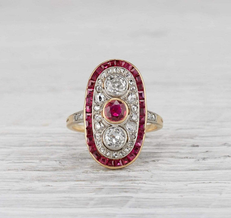 Late Edwardian Three Stone Cluster Ring