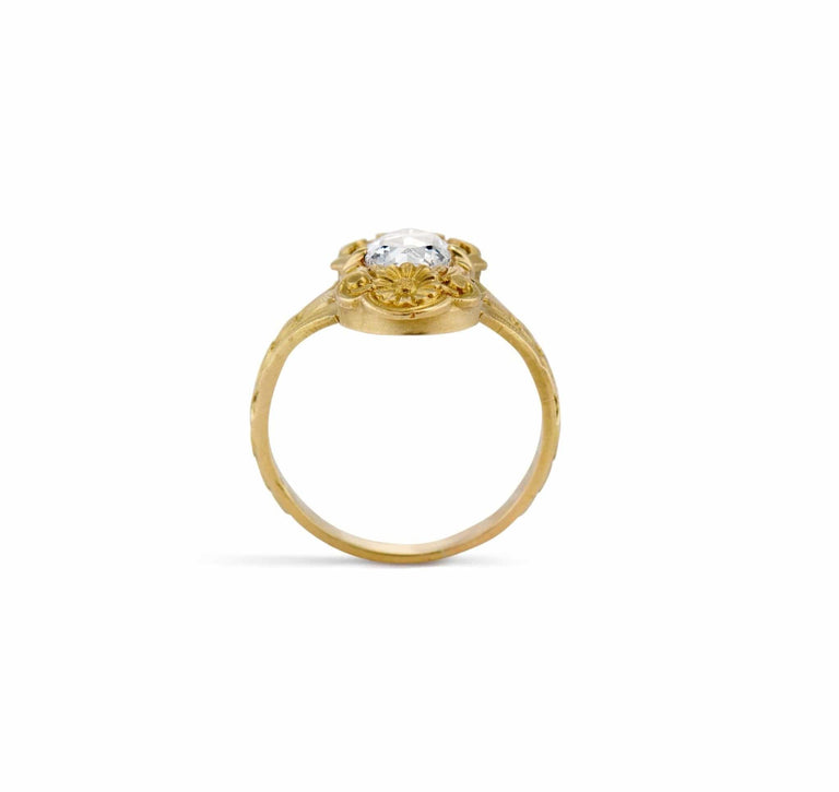 Late Georgian .79 Carat Rose Cut Diamond and Gold Engagement Ring