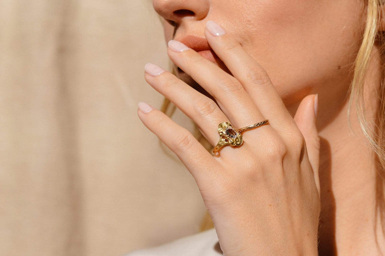 Late Georgian .79 Carat Rose Cut Diamond and Gold Engagement Ring