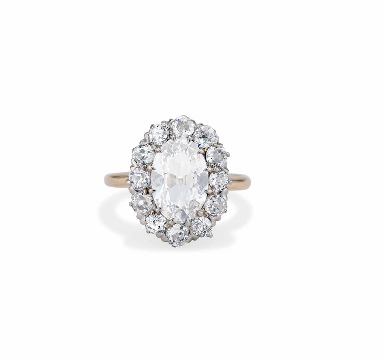 Late Victorian 1.53 Oval Cut Diamond Engagement Ring