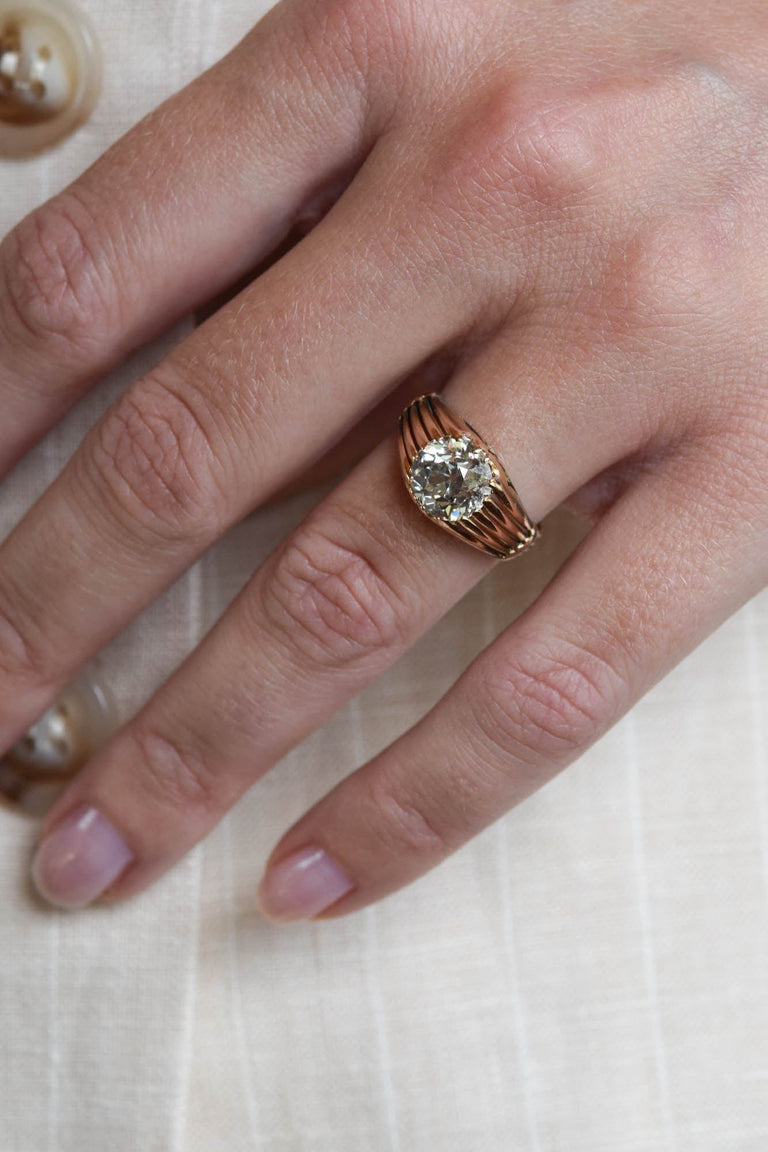 Late Victorian 2.37 Old Mine Diamond Ring