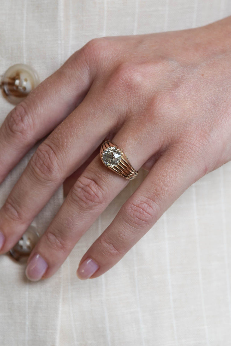 Late Victorian 2.37 Old Mine Diamond Ring