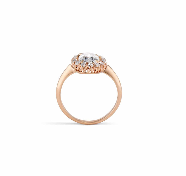 Late Victorian .91 Carat Oval Rose Cut Diamond Engagement Ring, America